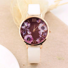 Elegant Watch Women 2017 PU Leather Wristwatch For Women Floral Clock Woman Quartz Watch Reloj mujer Montre Female #824